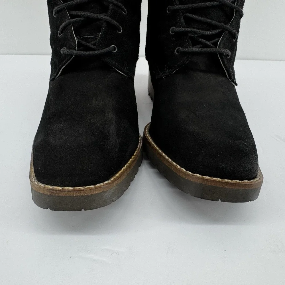Andre Assous Black Suede Lace-Up Ankle Boots Made in Italy EU 36 US 6